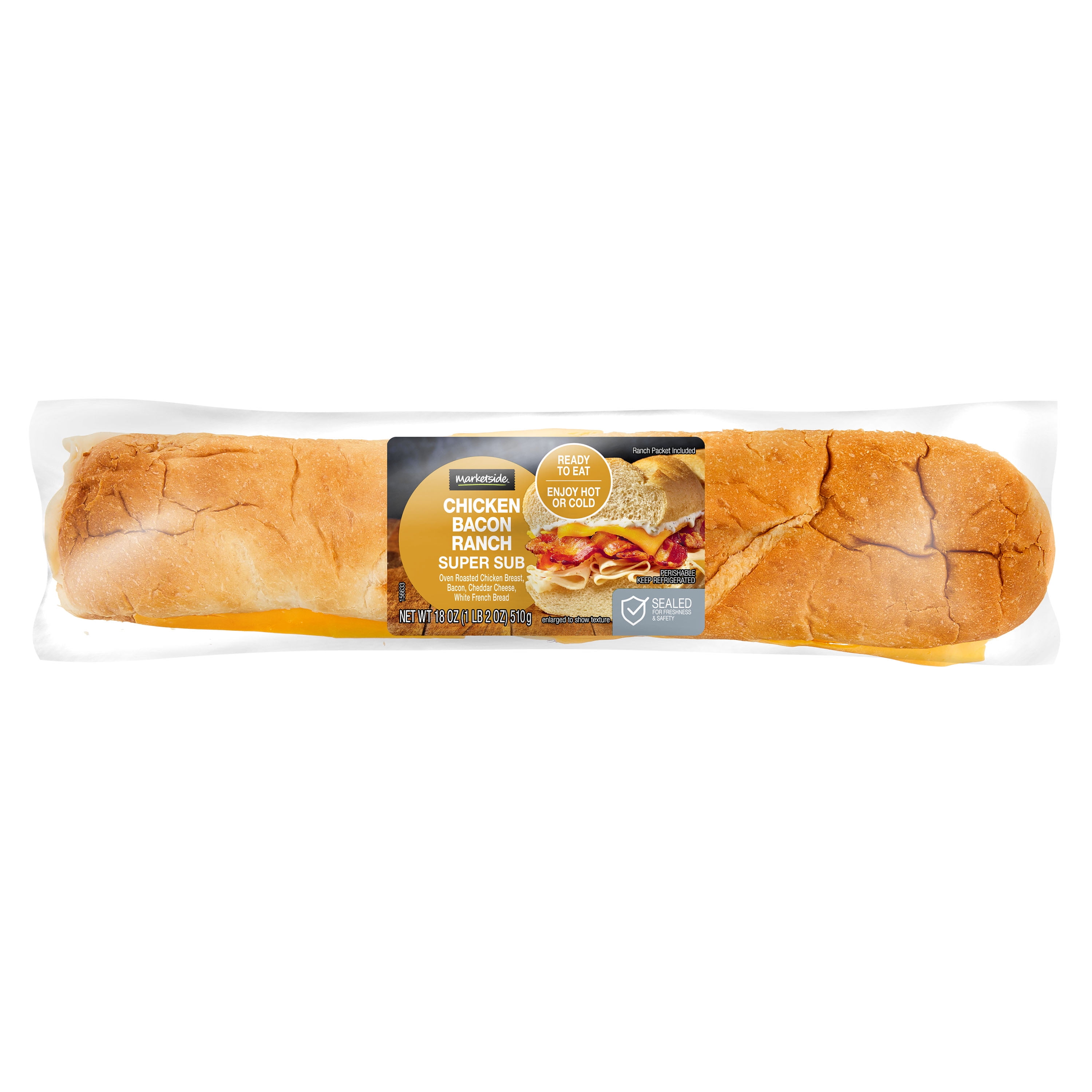 Marketside Chicken Bacon Ranch Sub Sandwich, Super, 18 oz, 1 Count (Fresh)