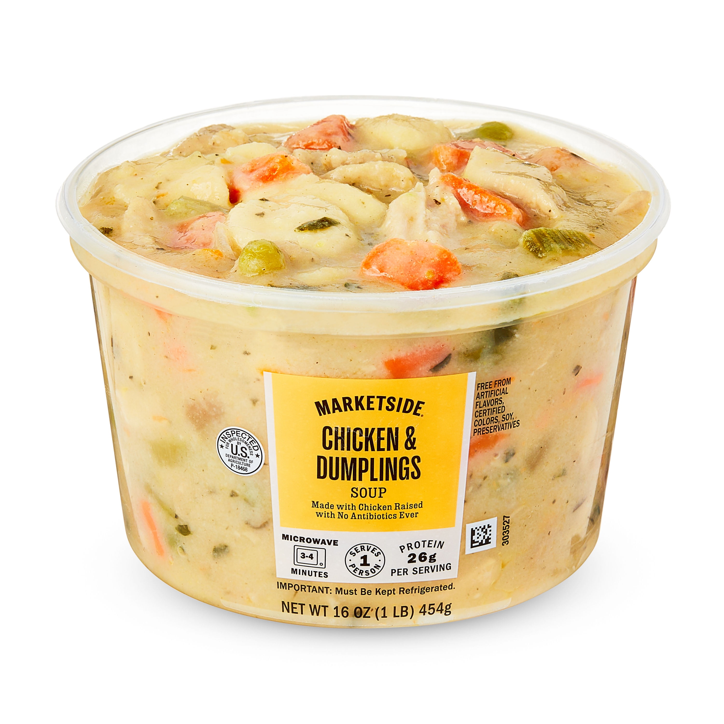 Marketside Chicken & Dumplings Soup, Fresh Deli Soup, 16 oz Cup