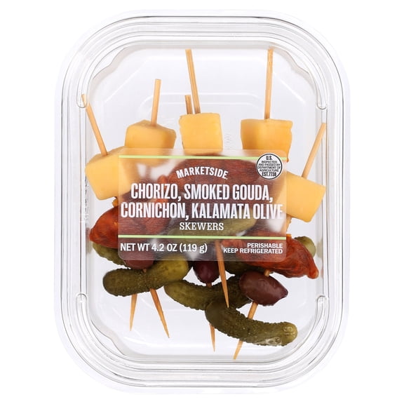 Marketside Chorizo, Smoked Gouda, Cornichon, Kalamata Olive Skewers, 4.2 oz, 6 Count