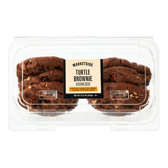 Marketside Decadent Turtle Brownie Bakery Baked Cookies, 13.5 oz, 6 Count