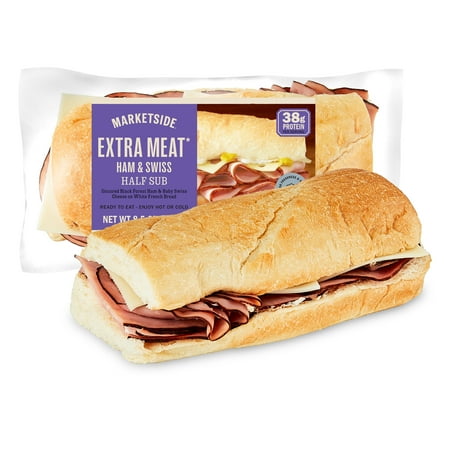 Marketside Extra Meat Ham and Swiss Sub Sandwich, Half, 8.5 oz, 1 Count (Fresh)