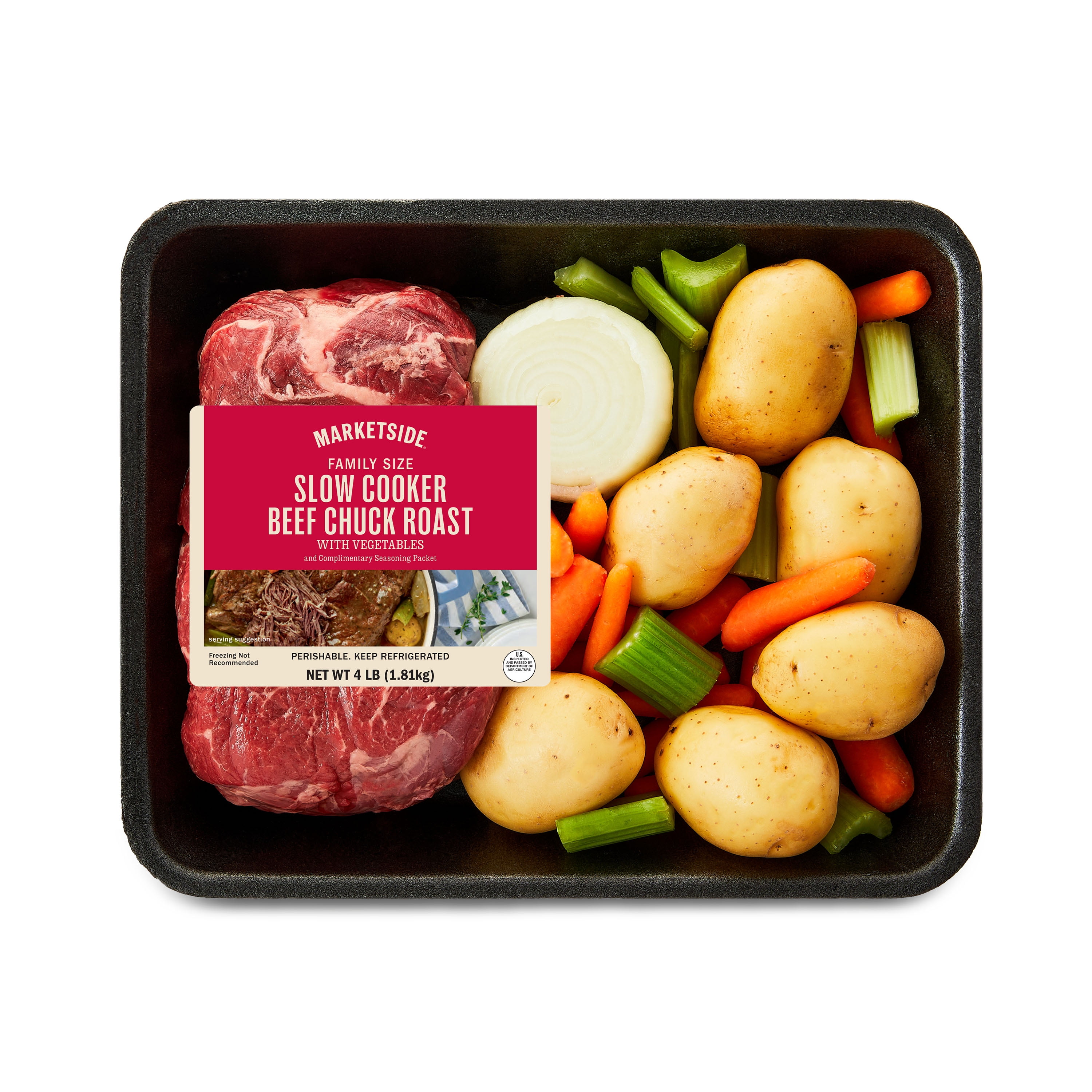 Marketside Slow Cooker Savory USDA Choice Beef Roast Meal Kit with Vegetables, 4 lbs
