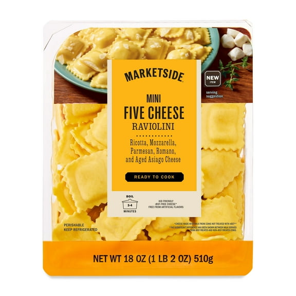 Marketside Five Cheese Mini Ravioli, No Artificial Ingredients, 18 oz Tray