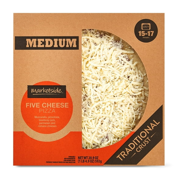 Marketside Five Cheese Pizza, Traditional Crust, Medium, 20.9 oz (Fresh)