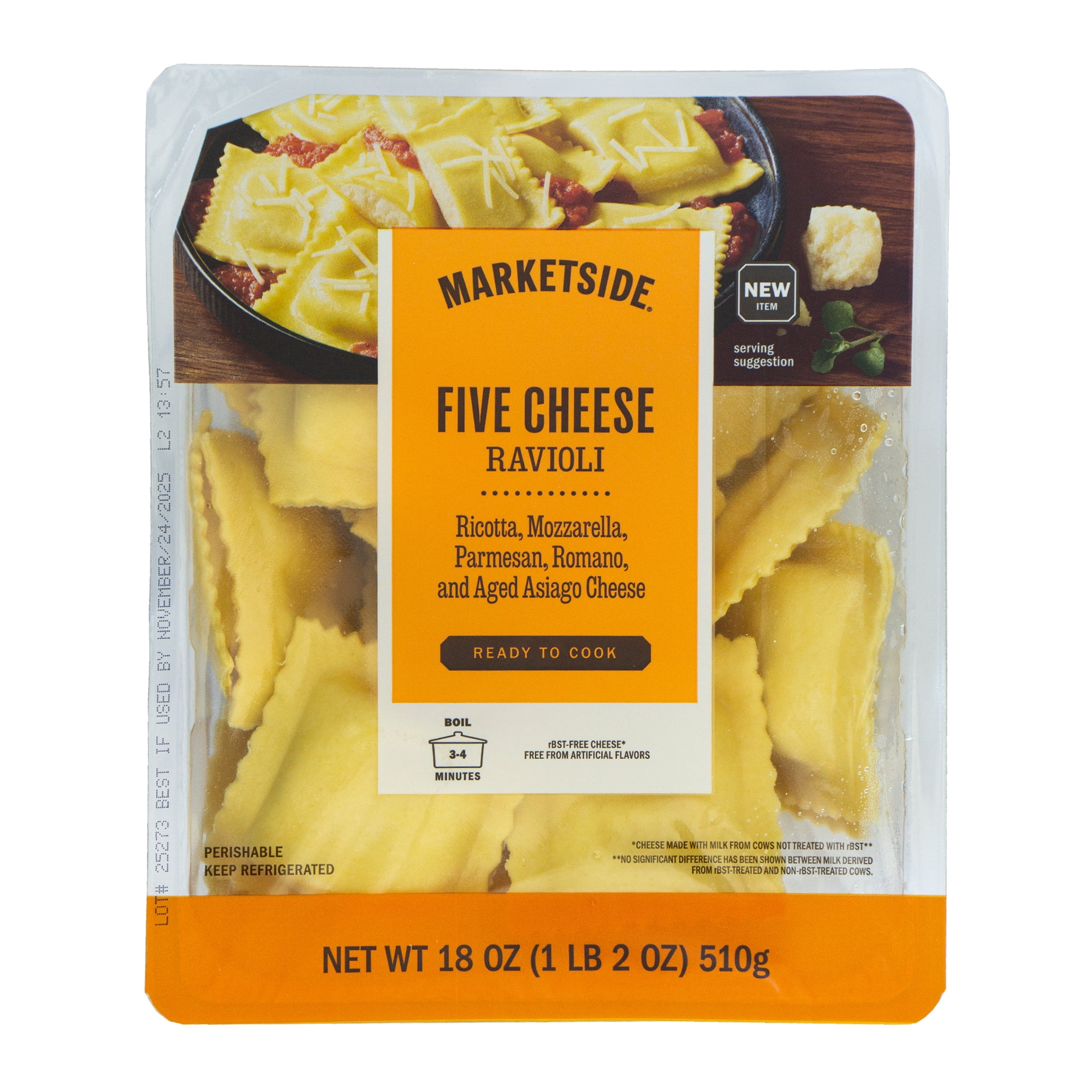 Marketside Five Cheese Ravioli, No Artificial Ingredients, 18 oz Tray
