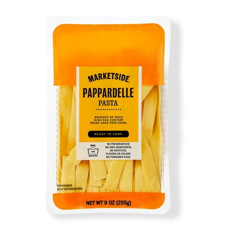 Marketside Fresh Pappardelle Imported from Italy. No GMOs or Artificial Ingredients. Contains Wheat.