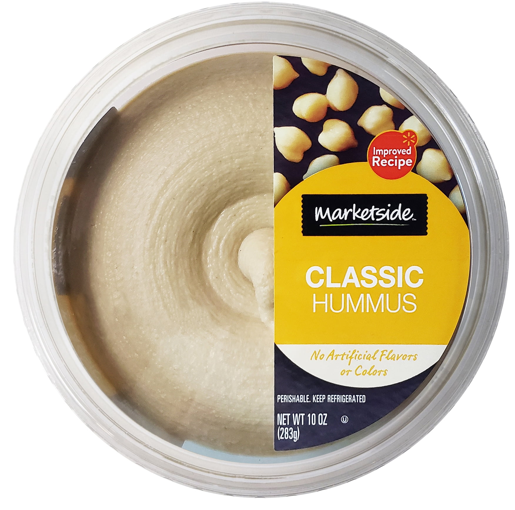 Marketside GlutenFree Classic Hummus 10 oz, Ready to Eat, Resealable Cup