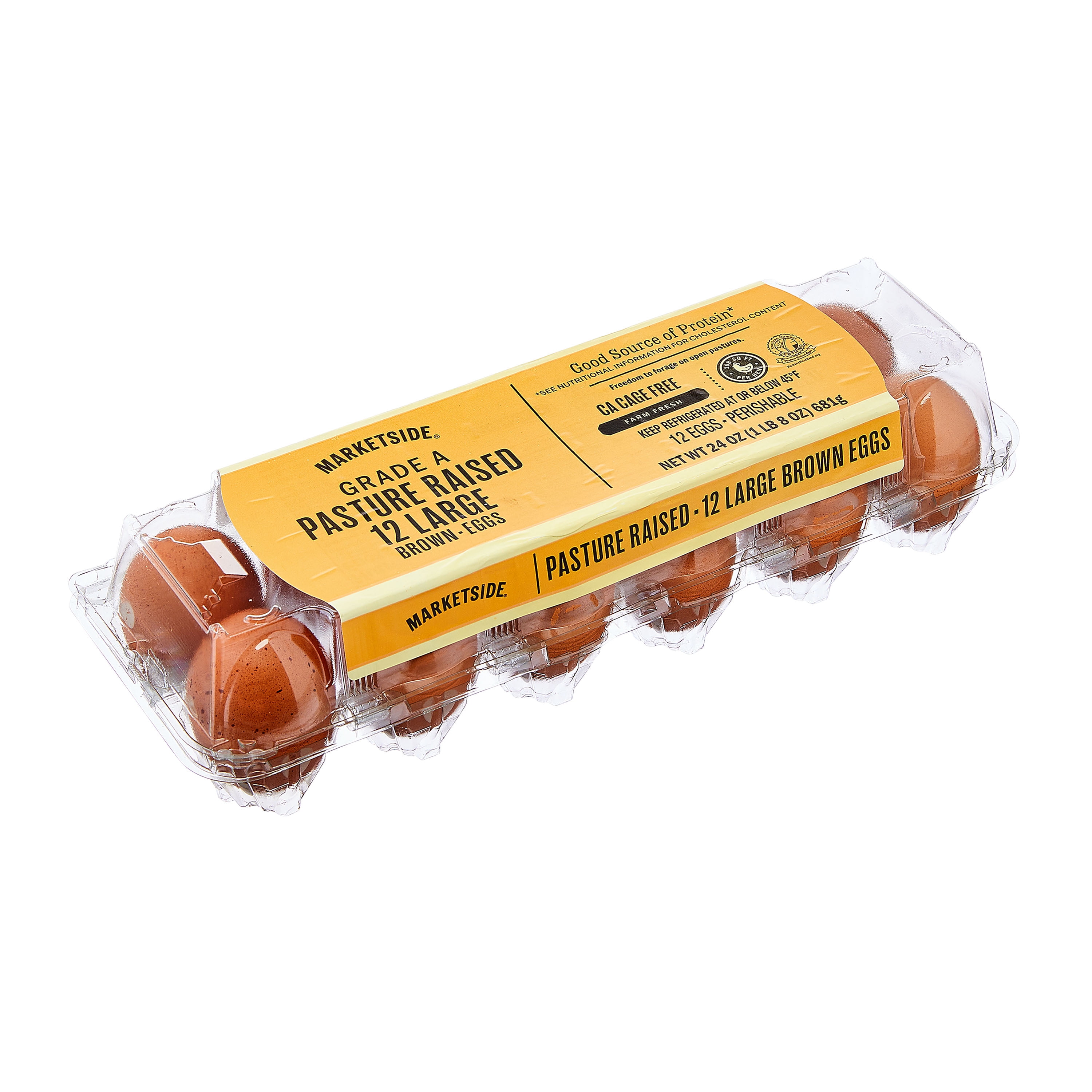 Marketside Grade A Large Pasture Raised Brown Eggs, 12 Count