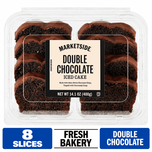 Marketside Iced Double Chocolate Baked Sliced Loaf Cake, 14.1 oz, 8 Count