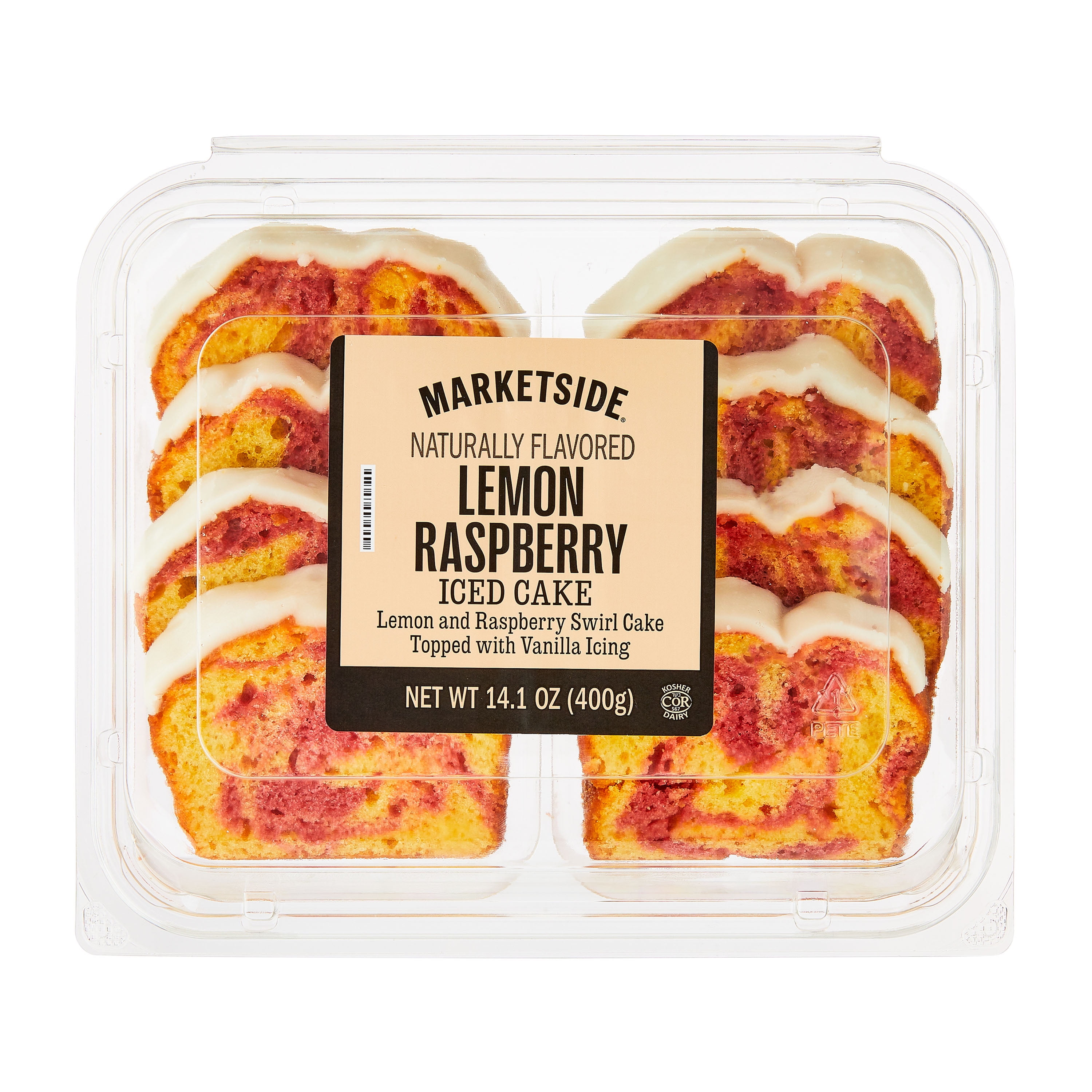Marketside Iced Lemon Raspberry Sliced Loaf Cake, 14.1 oz, 8 Count