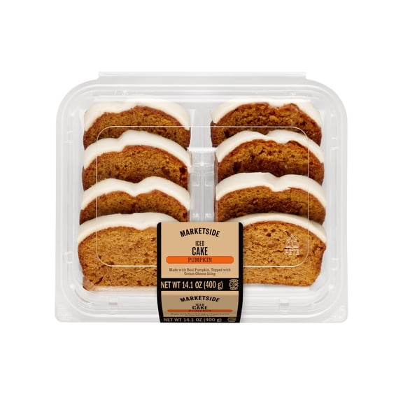 Marketside Iced Pumpkin Baked Sliced Cake, 14.1 oz, 8 Count, Shelf-Stable