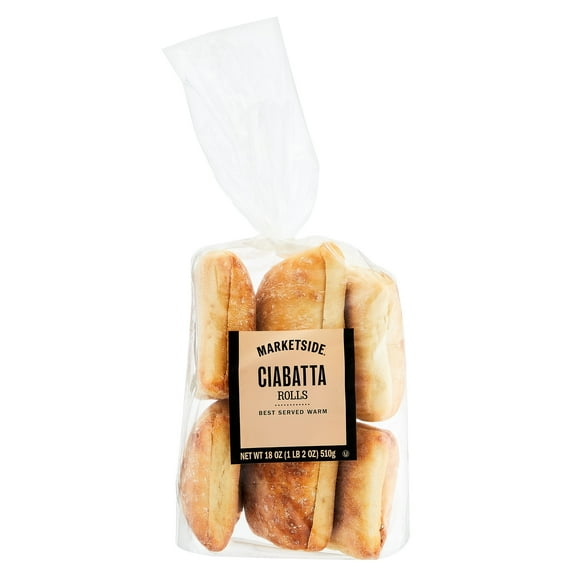 Marketside Italian Style Ciabatta Sandwich Rolls, Shelf-Stable, 18 oz, 6 Count
