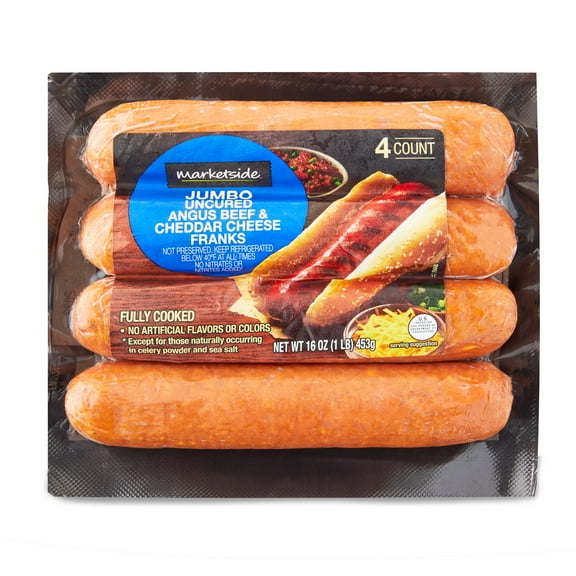 Marketside Jumbo Uncured Angus Beef & Cheddar Cheese Franks, 16 oz, 4 Count