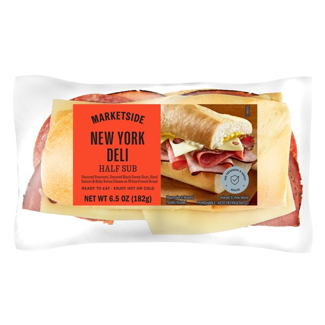 Marketside New York Deli Sub Sandwich, Half, 6.5 oz, 1 Count (Fresh)