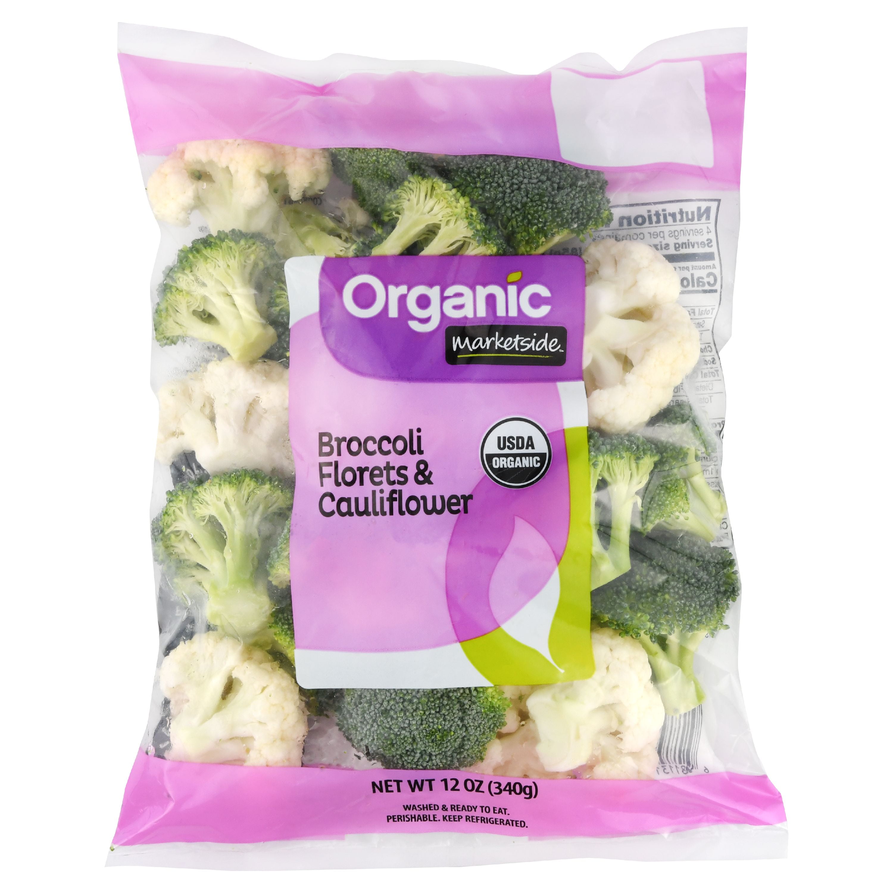 Marketside Organic Broccoli Florets & Cauliflower, 12 oz