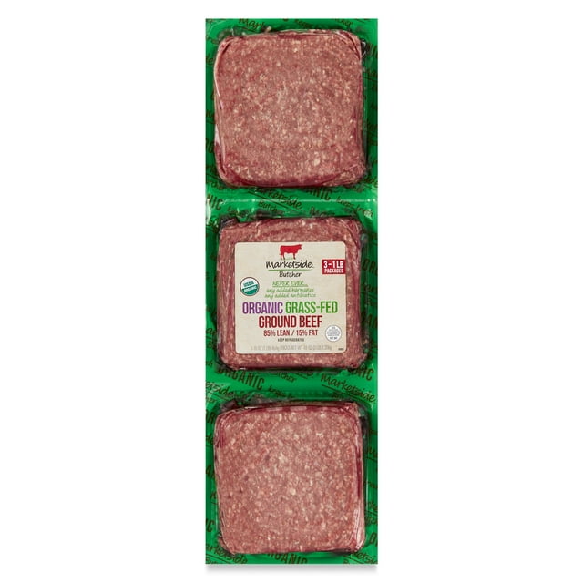 Marketside Organic GrassFed Ground Beef, 85 Lean/15 Fat, 1 lb, 3