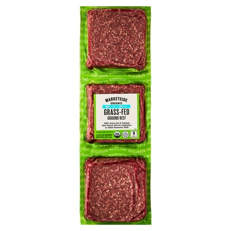 Marketside Organic Grass-Fed Ground Beef, 85% Lean/15% Fat, 1 lb, 3 Count