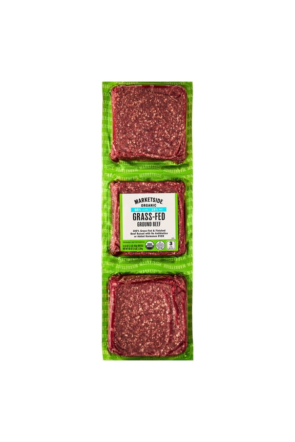 Organic Grass-Fed Ground Beef, 85% Lean/15% Fat, 1 lb, 3 Count