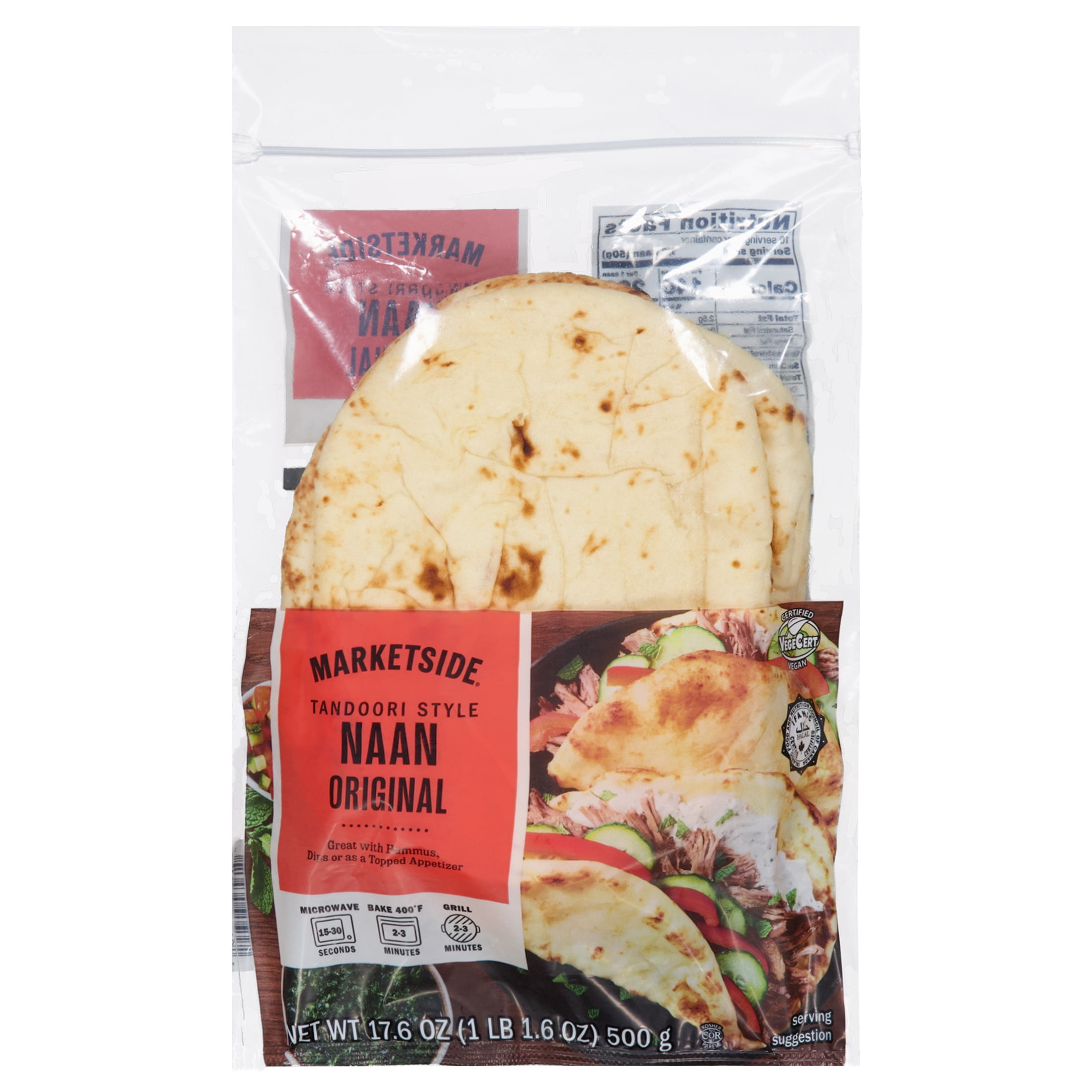 Marketside Tandoori Style Naan Original, 17.6 oz, 5 Count
