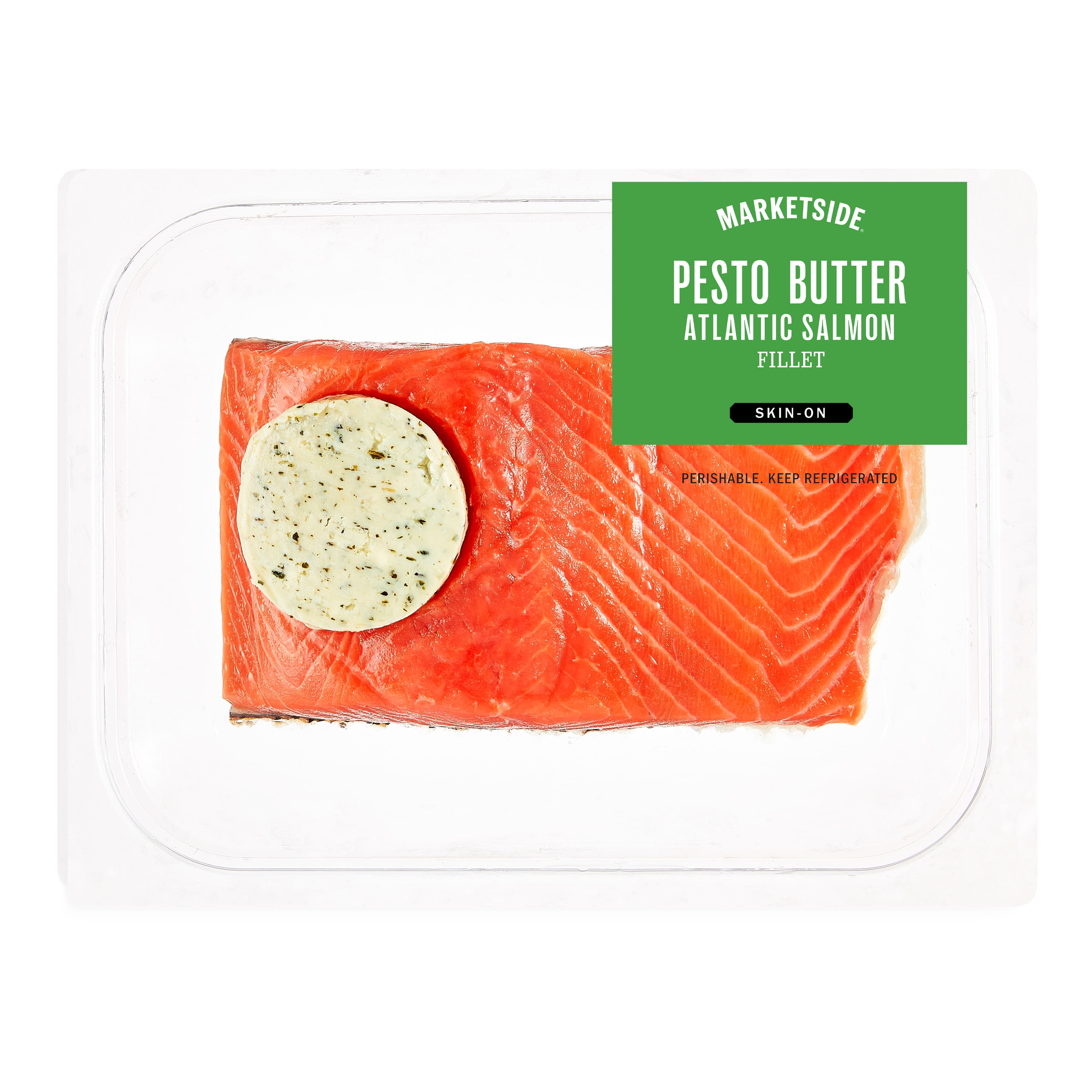 Marketside Pesto Butter Skin-On Atlantic Salmon Fillet, 0.95-1.25 lb