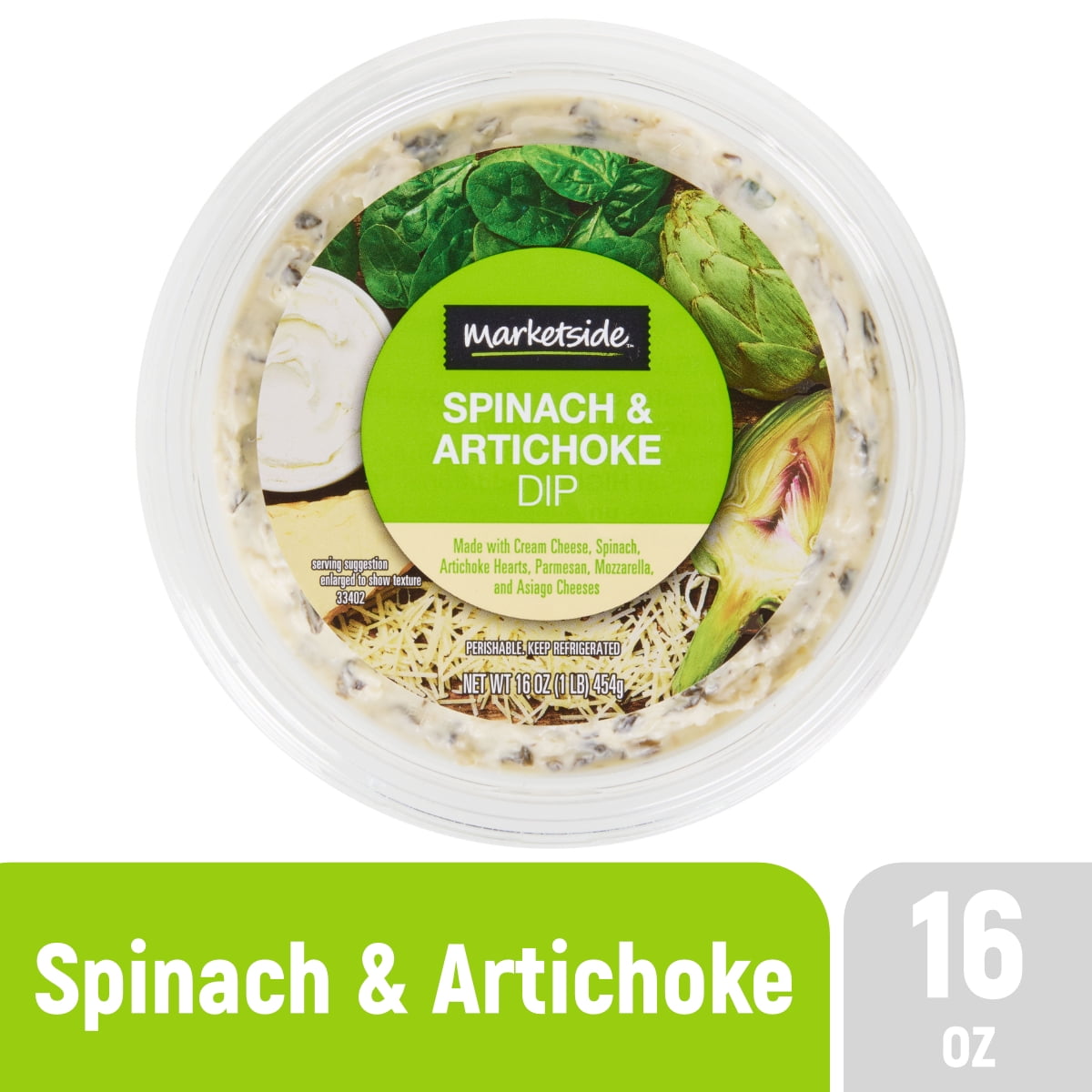 Marketside Premium Heatable Spinach Artichoke Dip Small Tub (16 oz, 1