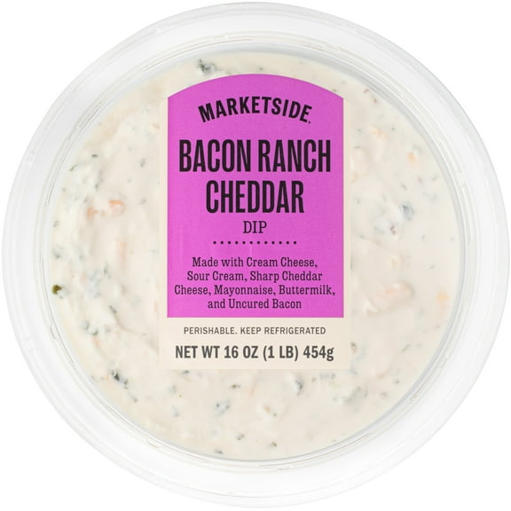 Marketside Premium Ready-to-Serve Bacon Cheddar Ranch Dip Small Tub, 16 oz (Refrigerated)