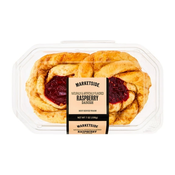 Marketside Raspberry Danish with Glaze, 7 oz, 2 Count (Shelf Stable)