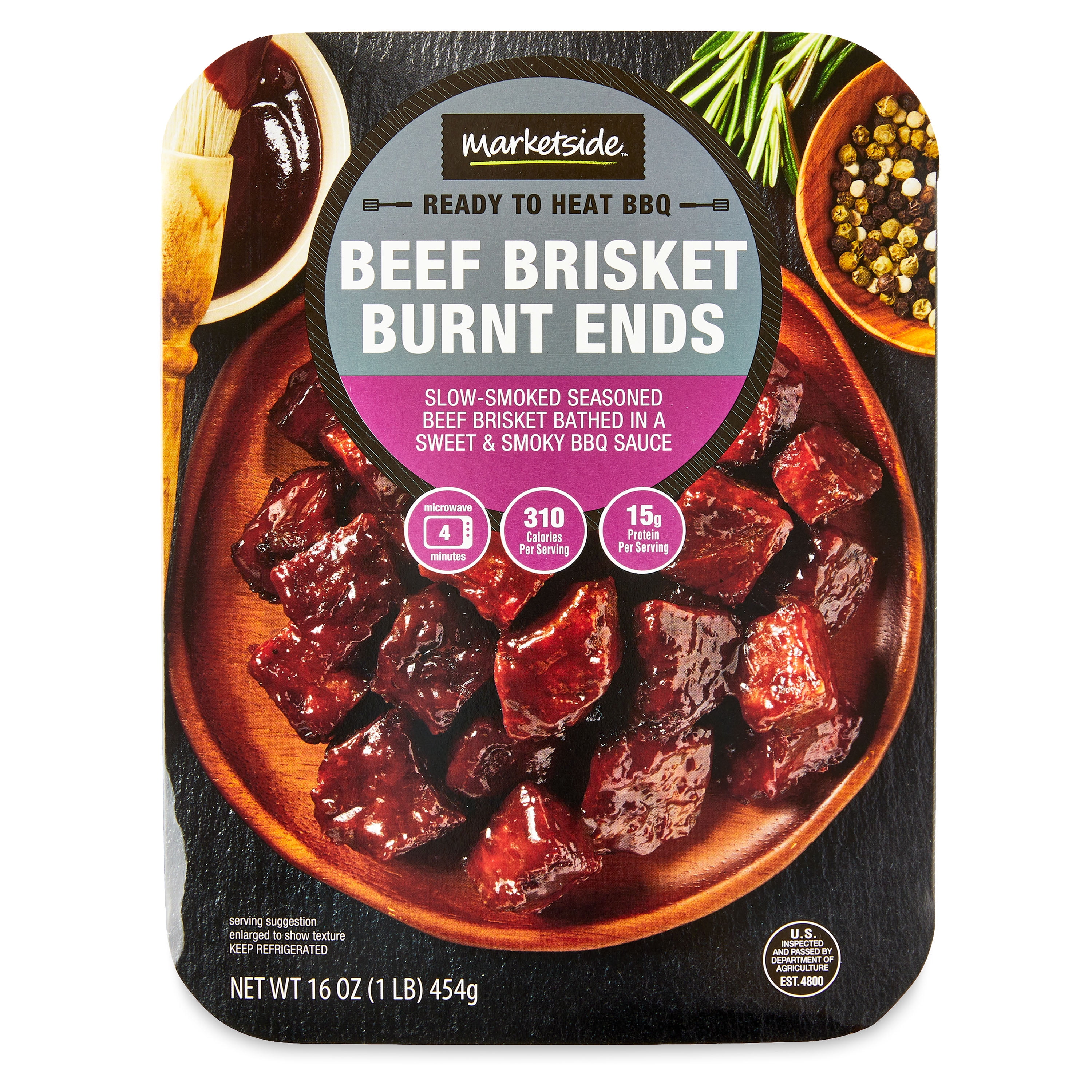 Marketside Ready to Heat BBQ Beef Brisket Burnt Ends Packaged Meal, 16