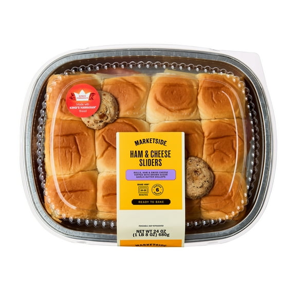 Marketside Ready to Bake Ham & Cheese Sliders, 24 oz, 12 Count (Refrigerated)