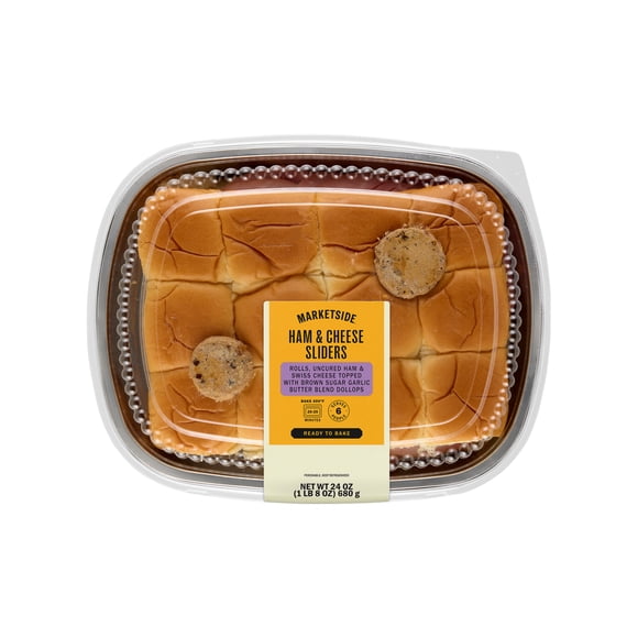 Marketside Ready to Bake Ham & Cheese Sliders, 24 oz, 12 Count (Refrigerated)