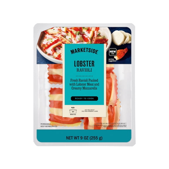Marketside Red Striped Lobster Ravioli, No Artificial Ingredients, 9 oz Tray
