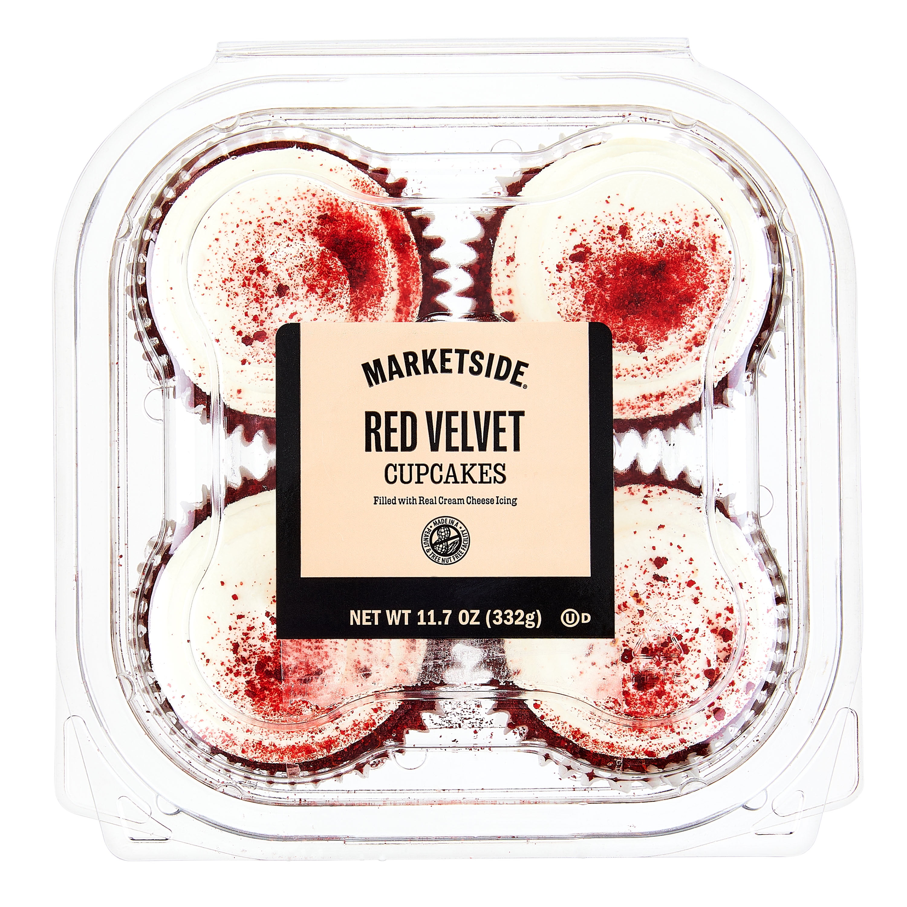 Marketside Red Velvet Cupcakes, 11.7 oz Tray, 4 Count