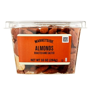 Marketside Roasted and Salted Almonds, 10 oz Tub