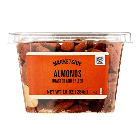 Marketside Roasted and Salted Almonds, 10 oz Tub