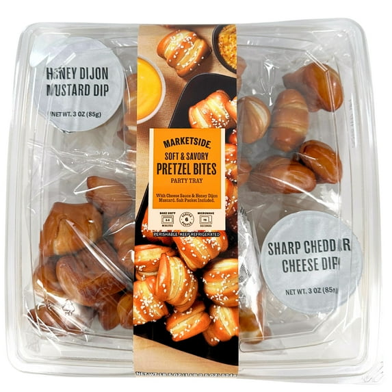 Marketside Soft and Savory Pretzel Bites Party Tray with Cheddar and Honey Mustard Dips (Refrigerated, 18.5oz)