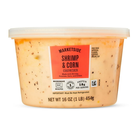 Marketside Shrimp & Corn Chowder, Fresh Deli Soup, 16 oz Cup
