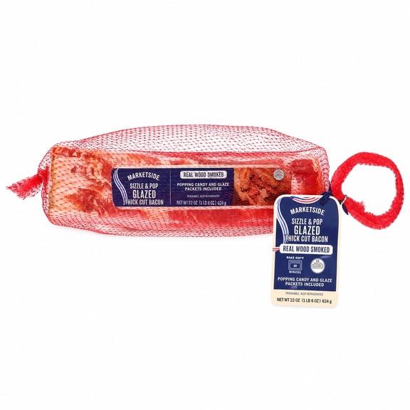 Marketside Sizzle and Pop Glazed Thick Cut Bacon, 22 oz (Refrigerated)