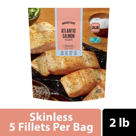 Marketside Skinless Atlantic Salmon Portions, 2 lb Bag (Frozen Fish)