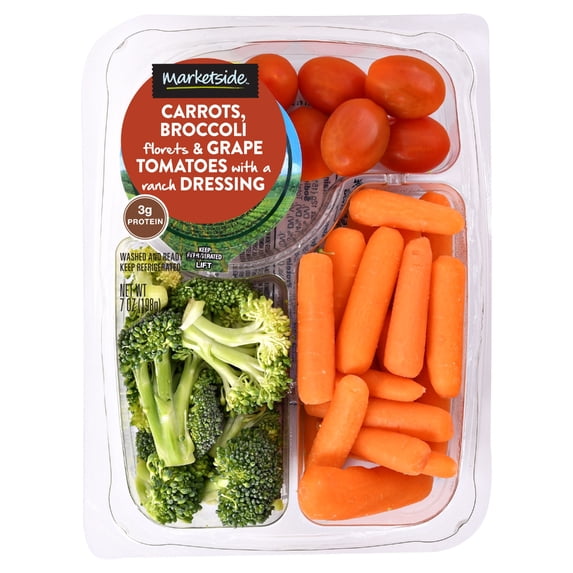 Marketside Snack Pack, Carrots, Broccoli & Tomatoes with Ranch Dressing, 7 oz