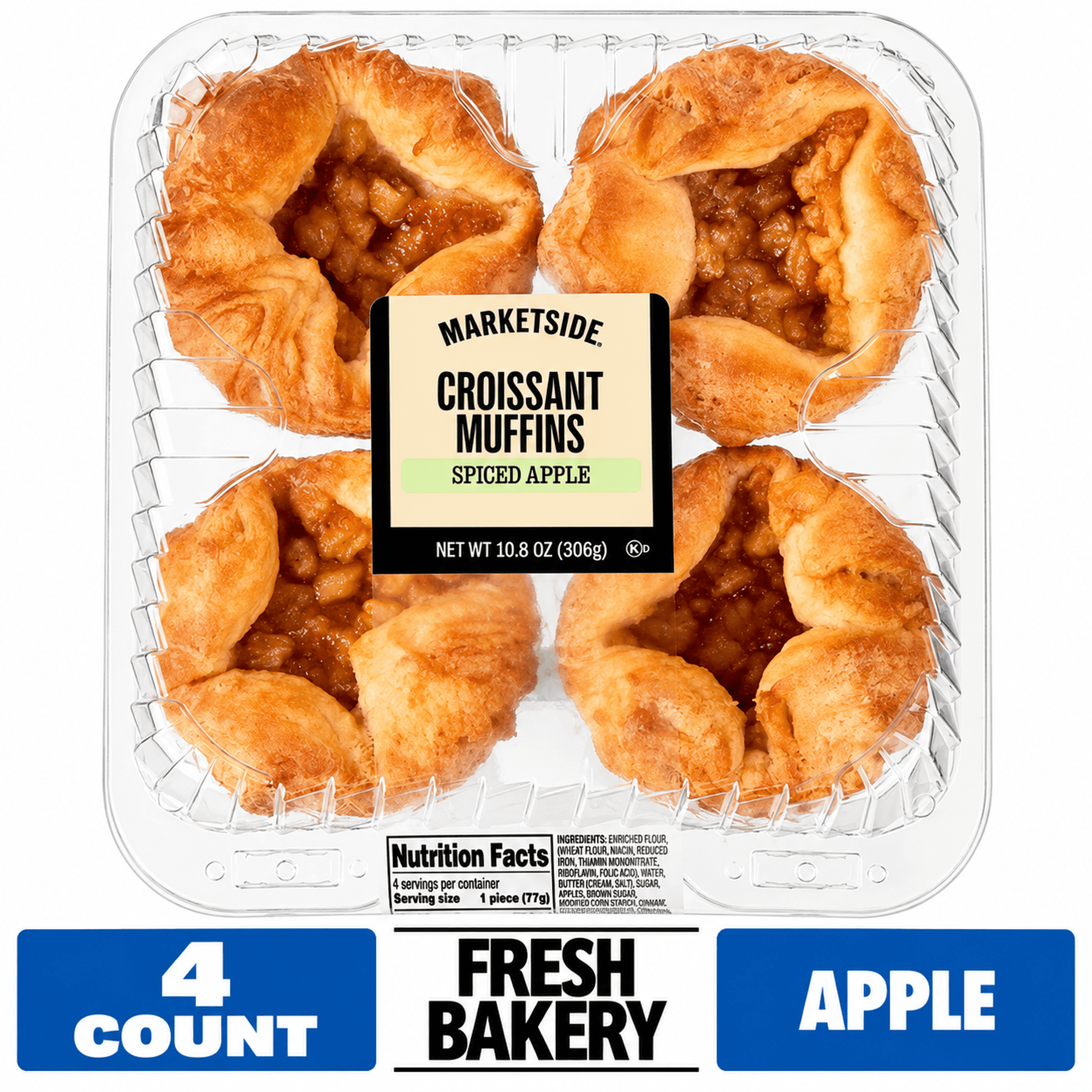 Marketside Spiced Apple Croissant Baked Muffins, 10.8 oz, 4 Count