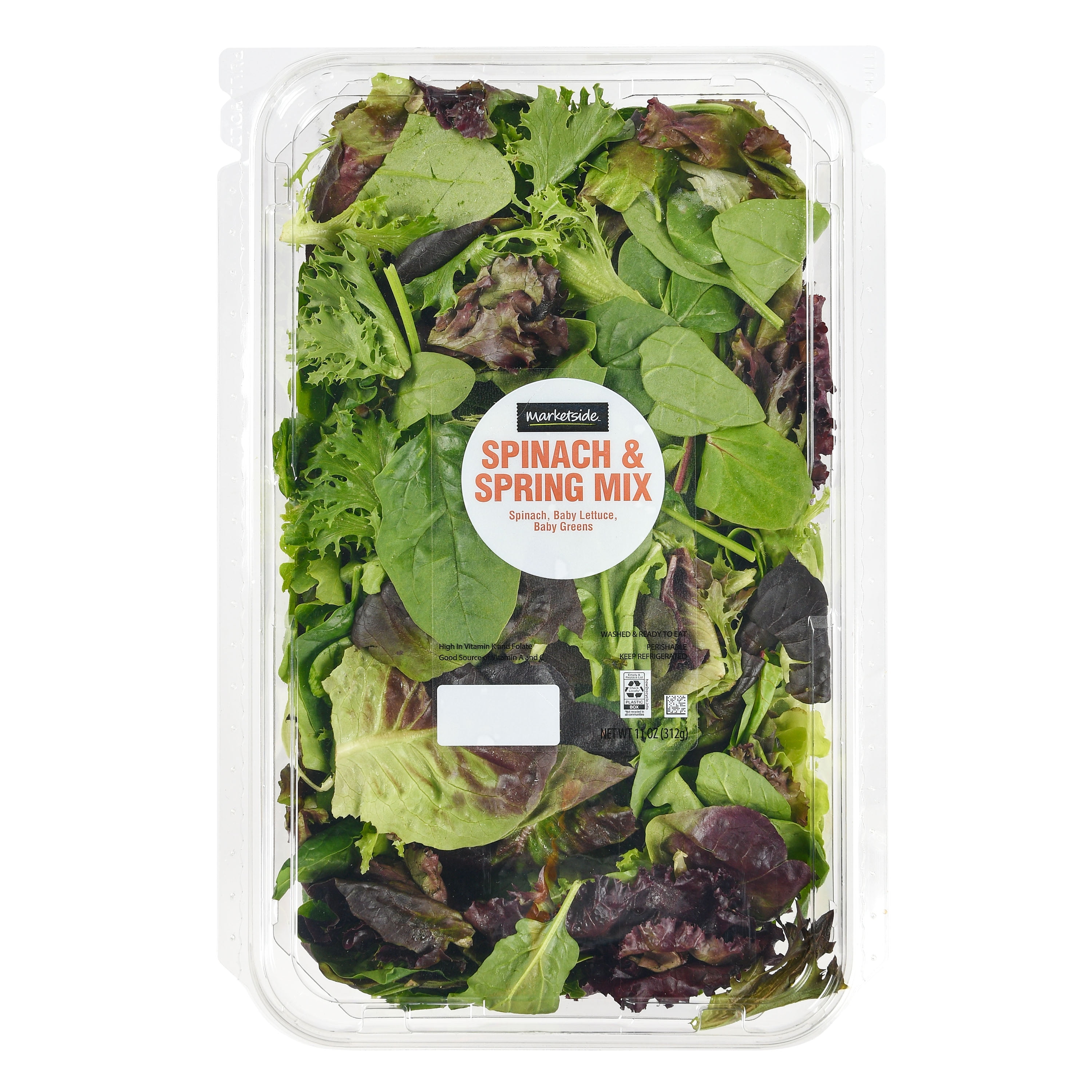 Marketside Spinach and Spring Mix Salad Blend, 11 oz Clam Shell, Fresh