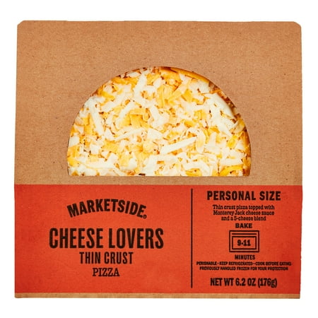 Marketside 7" Thin Crust Cheese Pizza, 6.2 oz, White Sauce, Refrigerated