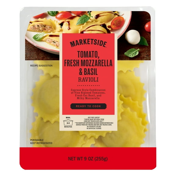 Marketside Tomato, Fresh Mozzarella, and Basil Ravioli, Fresh Artisanal Pasta, 9 oz