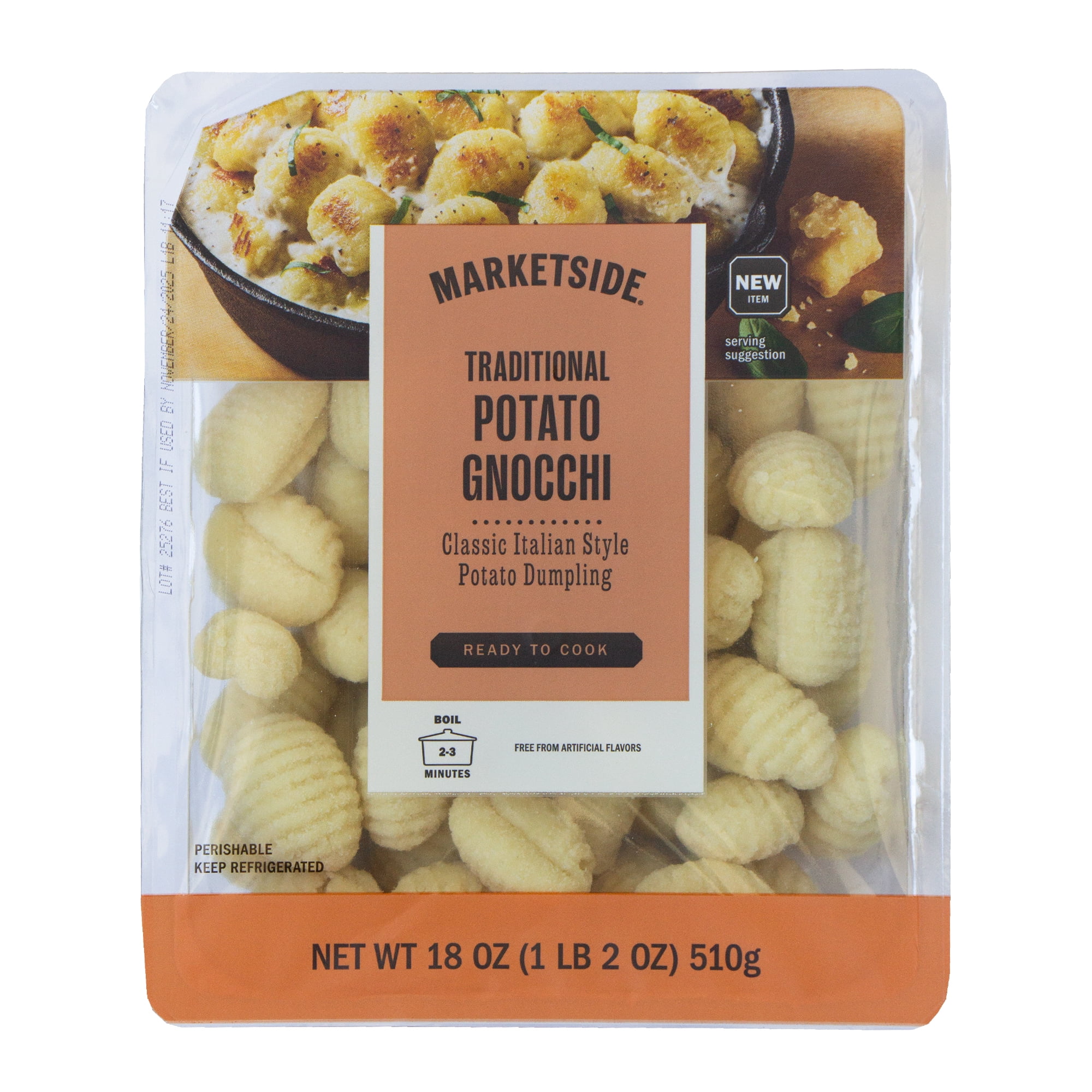 Marketside Traditional Potato Gnocchi, Non-Allergenic, No Artificial Ingredients, 18 oz Tray