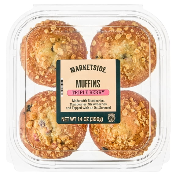 Marketside Triple Berry Muffins, 14 oz, 4 Count