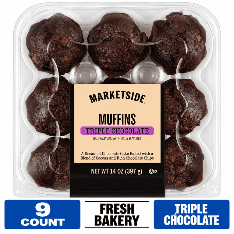 Marketside Triple Chocolate Baked Muffins, 14 oz, 9 Count