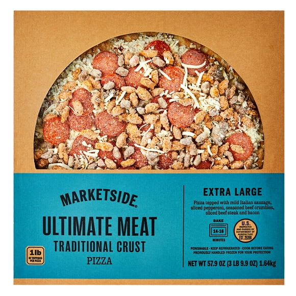 Marketside Ultimate Meat Pizza with Traditional Crust, Marinara Sauce, Extra Large, 16 Inch, Fresh