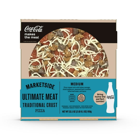 Marketside Ultimate Meat Traditional Crust Pizza, Marinara Sauce, Medium, 12 in, 32.1 oz (Fresh)