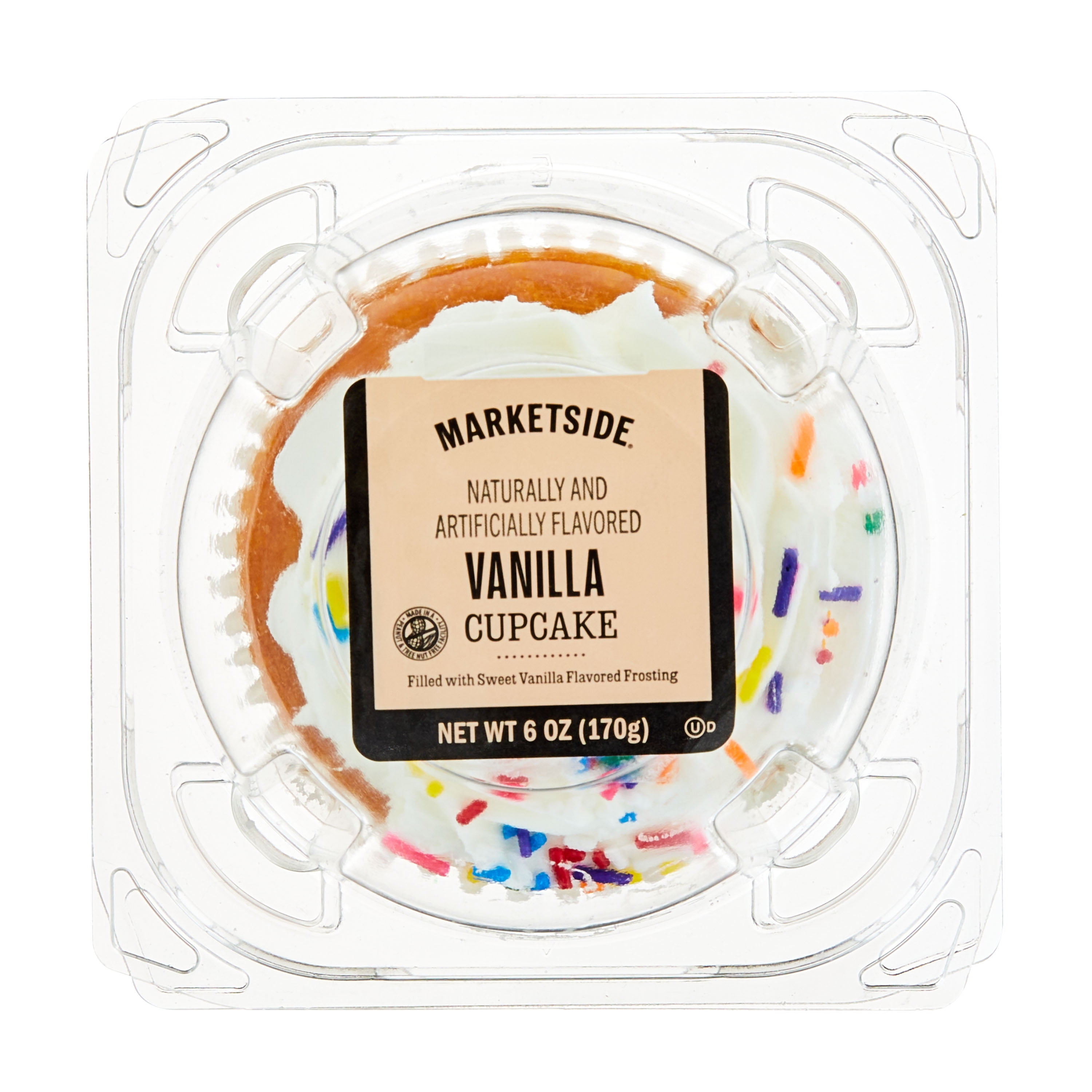 Marketside Vanilla Cupcake Filled with Vanilla Frosting, 6 oz