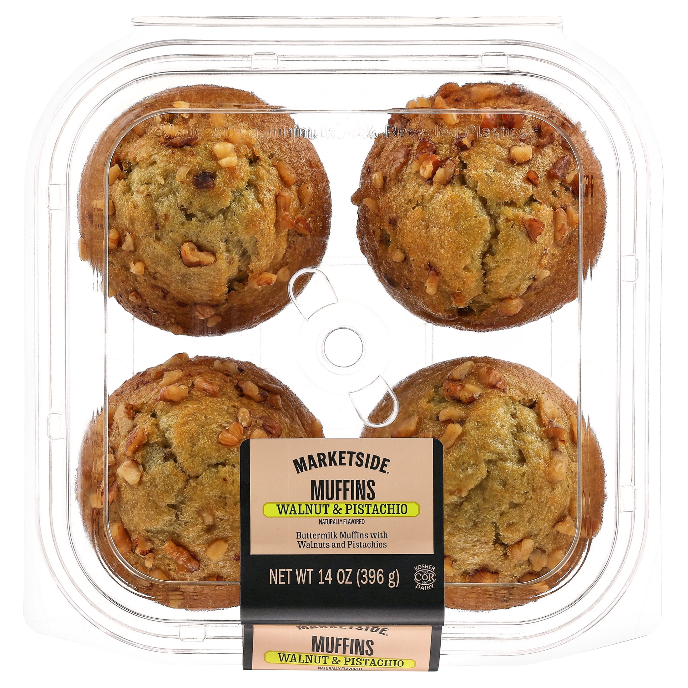 Marketside Moist Walnut & Pistachio Baked Muffins, 14 oz, 4 Count